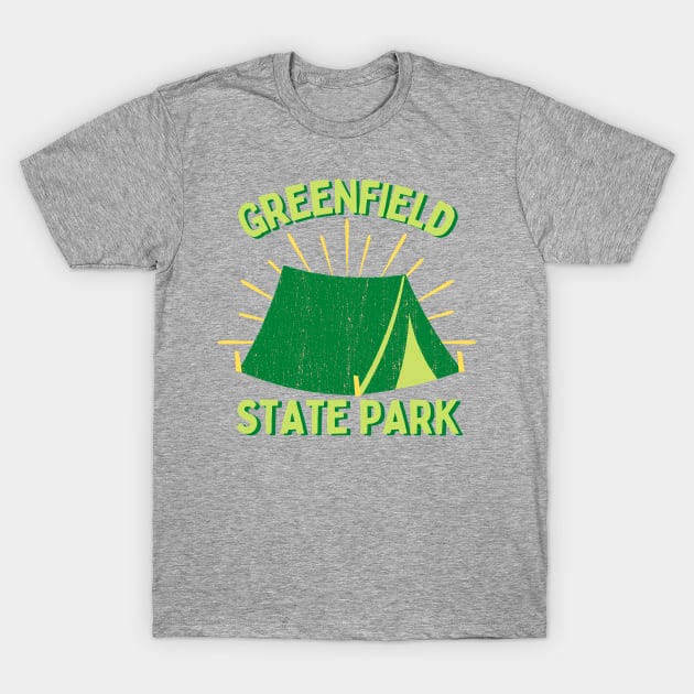 Greenfield State Park Camping Tent T-Shirt by Caring is Cool